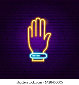 Hand Smart Device Neon Label. Vector Illustration of Electronics Promotion.