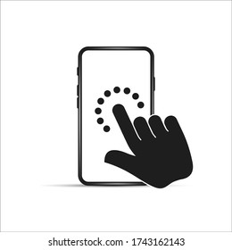 Mano con pantalla de teléfono inteligente, icono de pantalla táctil