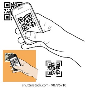 Hand With Smart Phone Taking QR Code