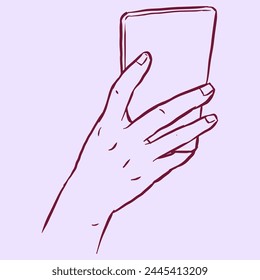 Hand with smart phone vector for card, decoration, illustration