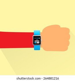 hand smart watch flat design vector illustration