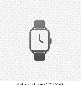 Hand smart watch with square display. Technology icon. On grid background