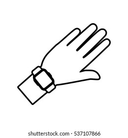 hand and smart watch wearable technology outline vector illustration eps 10