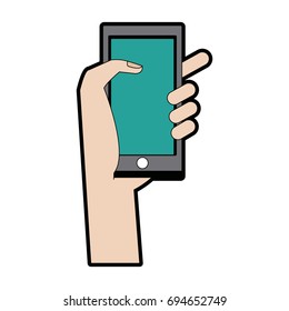hand with smartphone application technology device
