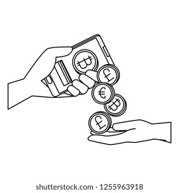 hand with smartphone and bitcoin commerce