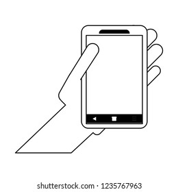Hand with smartphone black and white