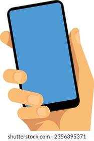 Hand with smartphone. Blank phone screen. App template