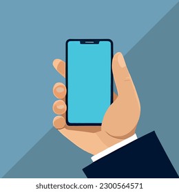 hand with Smartphone business work social media vector background colorful