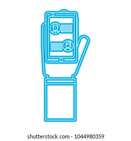 hand with smartphone chat message in screen