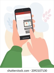 Entregar con un smartphone y correspondencia en la pantalla con la ubicación enviada del lugar de reunión y el mapa. Comunicación en redes sociales y mensajeros, chat. Aplicaciones móviles. vector