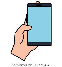 hand with smartphone device