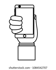hand with smartphone device