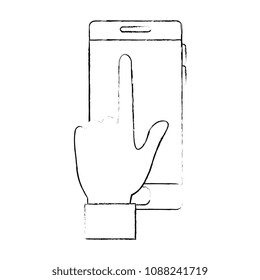 hand with smartphone device