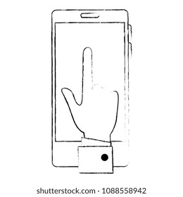 hand with smartphone device