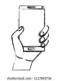 hand with smartphone device