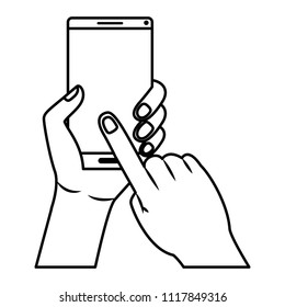 hand with smartphone device