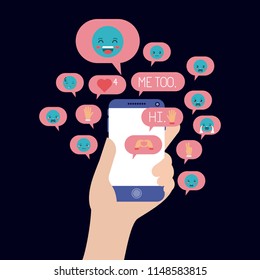 hand with smartphone device