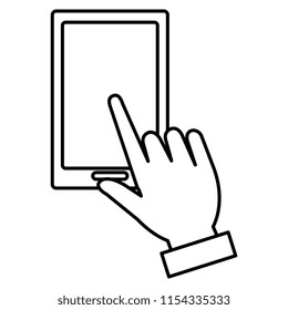 hand with smartphone device
