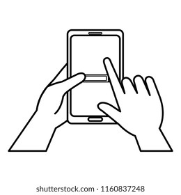 hand with smartphone device