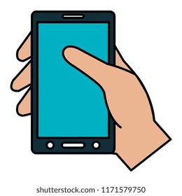 hand with smartphone device