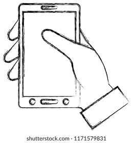 hand with smartphone device