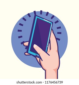 hand with smartphone device