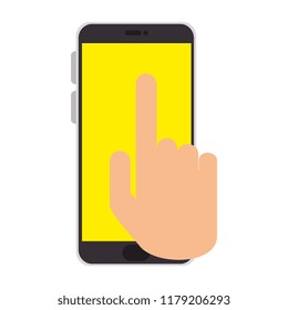hand with smartphone device
