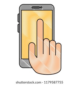 hand with smartphone device