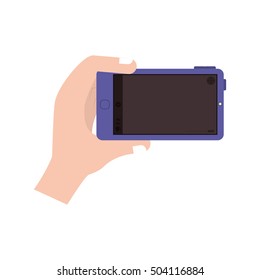 hand with smartphone device