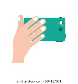 hand with smartphone device