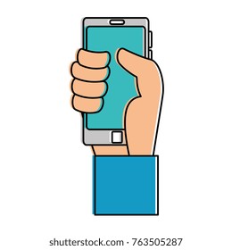 hand with smartphone device