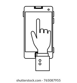hand with smartphone device