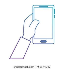 hand with smartphone device
