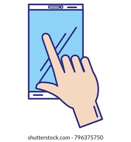 hand with smartphone device