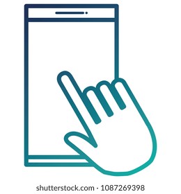 hand with smartphone device isolated icon