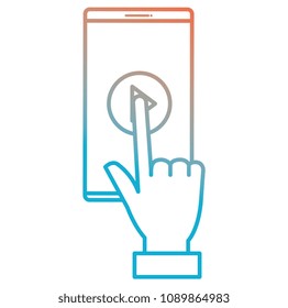 hand with smartphone device isolated icon