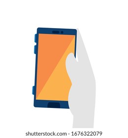 mano con dispositivos de smartphone aislados Icono diseños de ilustración vectorial