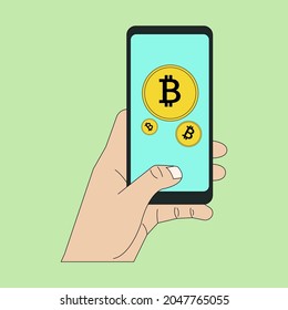 hand with smartphone flat design illustration