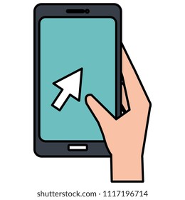 hand with smartphone icon