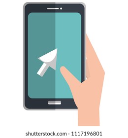 hand with smartphone icon