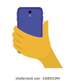 hand with smartphone icon