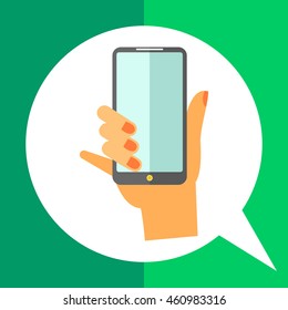 Hand with Smartphone Icon