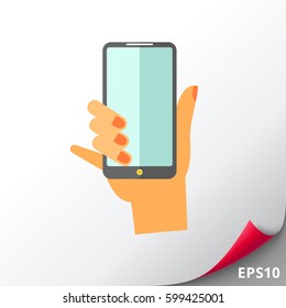 Hand with Smartphone Icon