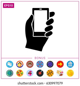 Hand With Smartphone Icon