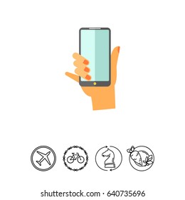 Hand with Smartphone Icon