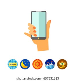 Hand with Smartphone Icon