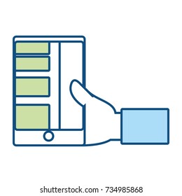 hand with smartphone icon 