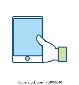 hand with smartphone icon 