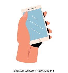 hand with smartphone icon flat