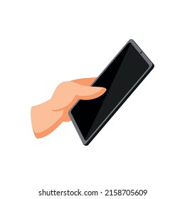 hand with smartphone icon flat